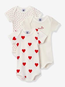 Set van 3 rompertjes met korte mouwen van biologisch katoen PETIT BATEAU wit