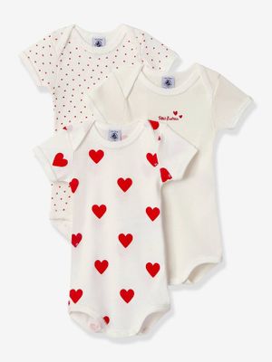 Set van 3 rompertjes met korte mouwen van biologisch katoen PETIT BATEAU wit
