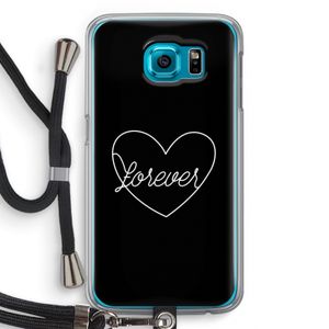 Forever heart black: Samsung Galaxy S6 Transparant Hoesje met koord
