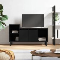 Tv-meubel 100x35x55 cm bewerkt hout zwart - thumbnail