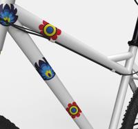 Fiets stickers Lange bloemsamenstelling blauw - thumbnail