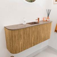 Toiletmeubel Mondiaz Joya Dlux | 103.2 cm | Meubelkleur Oak | Faye wastafel Arena Wasbak Midden | 1 kraangat