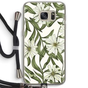 Wit bloemenpatroon: Samsung Galaxy S7 Transparant Hoesje met koord