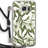 Wit bloemenpatroon: Samsung Galaxy S7 Transparant Hoesje met koord