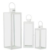 LANTAARN WIT SET 3 STUKS CM 22X22X66-18X18X49,5-14X14X39