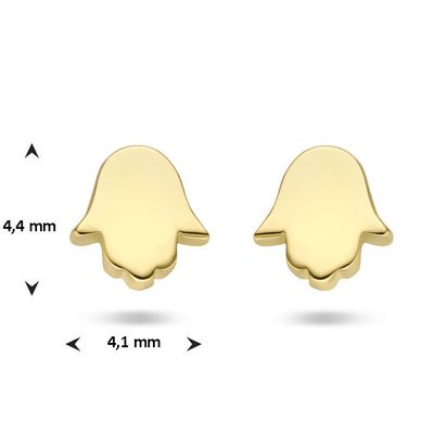 Oorknoppen Handje van Fatima geelgoud 4,4 x 4,1 mm
