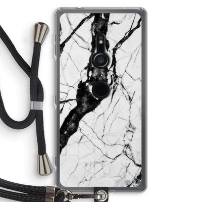 Witte marmer 2: Sony Xperia XZ2 Transparant Hoesje met koord