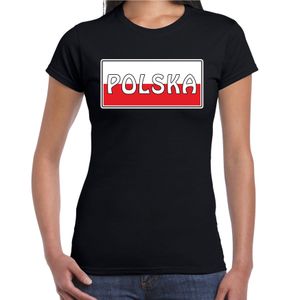 Polen / Polska landen t-shirt zwart dames