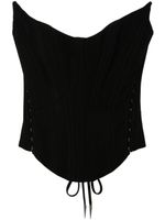 Mugler bustier crop en cuir - Noir