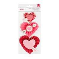 American Crafts • valentines heart rosettes 3pcs self-adhesive