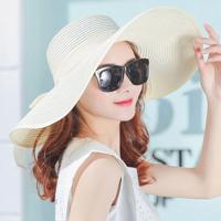 Vrouwen zomer hoeden opvouwbare brede rand strand Sun Straw Cap elegante hoeden Caps Color:WHITE(M)