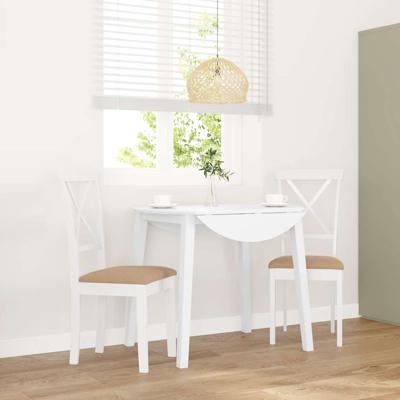 Eetkamerstoelen met kussens 2 st massief hout rubber wit