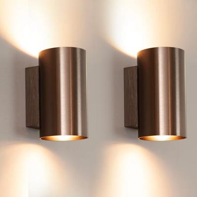 2x Giove bronzo by LUSENZ - Up and down licht met karakter - Cilindervormige wandlamp met een geborstelde bronzen coating