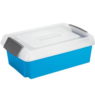 Sunware opslagbox - 30 liter - blauw - 60 x 40 x 17 cm - kunststof - met hoge deksel