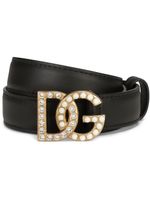 Dolce & Gabbana ceinture en cuir à logo DG - Noir