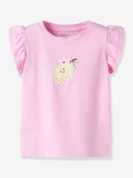 T-shirt voor meisjes met print en mouwen met ruches NAME IT kwartsroze