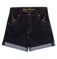 Queen Kerosin High Waist Denim Shorts Black -34
