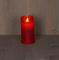 Batterijverlichting kaars wax rustiek bewegende vlam 7,5x15cm rood 3xaaa/timer - Anna's Collection - thumbnail