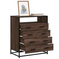 Ladekast 70x41x70 cm bewerkt hout bruin eikenkleur Ladekast 70x41x70 cm bewerkt hout bruin eikenkleur
