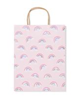HEMA Cadeautas L 31x24cm papier regenboog (roze)