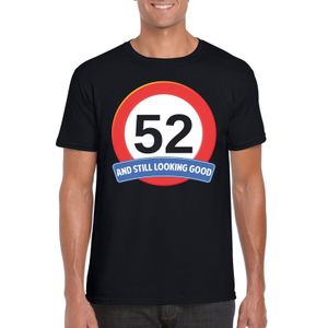 Verkeersbord 52 jaar t-shirt zwart heren