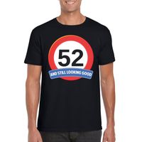 Verkeersbord 52 jaar t-shirt zwart heren - thumbnail