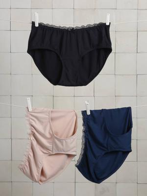 Set van 3 zwangerschapsbroekjes van bamboeviscose marineblauw