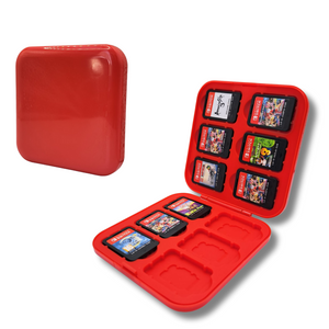 Game Card Case geschikt voor Nintendo Switch games - Accessoires Switch - 12 Games - Opbergen - Beschermen - Travel Koffer - Plastic - Siliconen - Rood