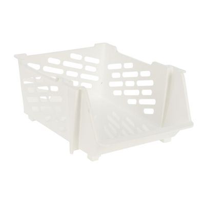 Stapelbare opbergmand - Wit - 29 liter - kunststof - 44 x 34 x 20 cm Stapelbare opbergmand - Wit - 29 liter - kunststof - 44 x 34 x 20 cm