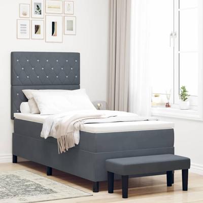 Boxspring bed met matras Donkergrijs 90 x 190 cm Fluweel
