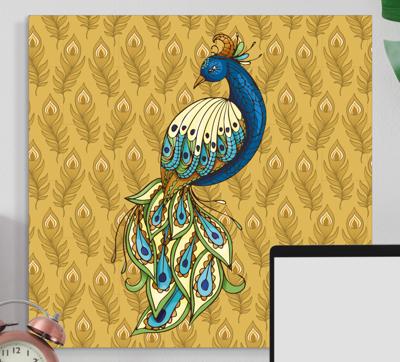 Canvas schilderij vogels Bloemen kalkoen gouden bloemen