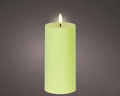 Lumineo solar kaars plastic groen Ø7 x 15 cm warm wit