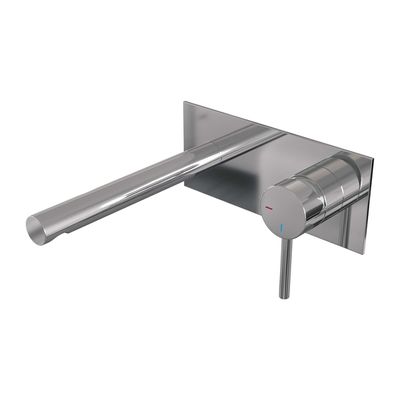 Brauer Chrome Edition Wastafelmengkraan inbouw - rechte uitloop links - hendel lang smal - afdekplaat - model A 1 - chroom 5-CE-004-S2