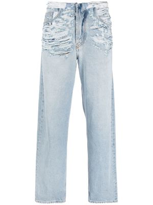 Diesel jean droit à effet usé - Bleu