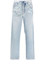 Diesel jean droit à effet usé - Bleu