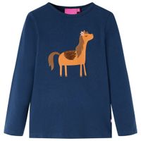 Kindershirt met lange mouwen dierenprint 116 marineblauw