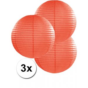 Oranje lampionnen 35 cm 3 stuks   -