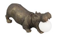 Tafellamp HIPPO 45 cm nijlpaardsculptuur met zwarte lampenkap - 48053
