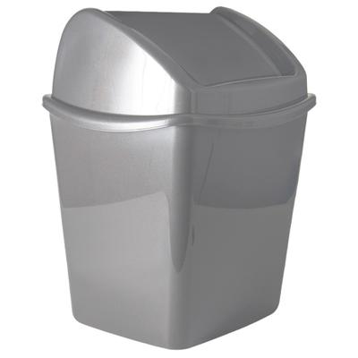 Hega Hogar Aanrecht vuilnisbakje - met klepdeksel - grijs - 1 liter - kunststof - 13 x 11 x 17 cm