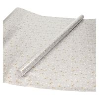 Kerst inpak/cadeaupapier - 3x stuks - 200 x 70 cm - zilver met sterretjes