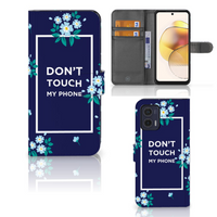 Motorola Moto G73 Portemonnee Hoesje Flowers Blue DTMP - thumbnail