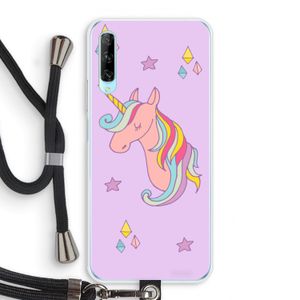 Roze eenhoorn: Huawei P Smart Pro Transparant Hoesje met koord