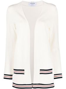 Thom Browne cardigan nervuré à bande tricolore - Blanc