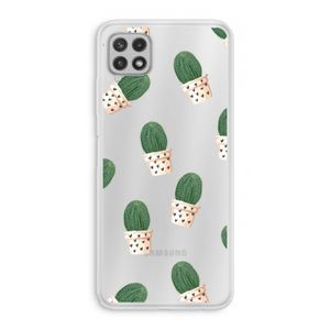 Cactusprint roze: Samsung Galaxy A22 4G Transparant Hoesje