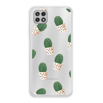 Cactusprint roze: Samsung Galaxy A22 4G Transparant Hoesje