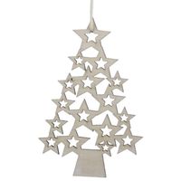 Othmar Decorations Kersthangers kerstbomen - 5x st - 8 x 12 cm - hout - Kersthangers