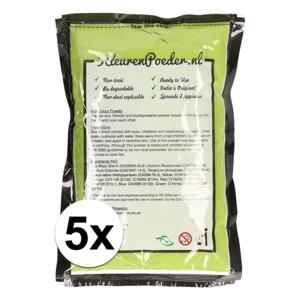 Zakje Holi kleurpoeder - 5x - groen - 100 gram - feestartikelen - Heilig Indiaas kleurenpoeder