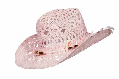 Strohoed dames model roze