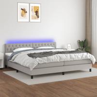 Boxspring met matras en LED stof lichtgrijs 200x200 cm