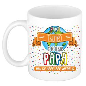 Naam mok papa Thijmen - wit - de beste - keramiek - 300 ml - Vaderdag/verjaardag